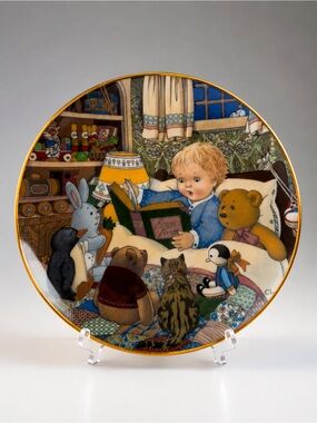 Collector's Decorative Storybook Plate in Yellow and Multi-Color for Nursery